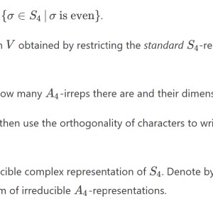 Matchmaticians Representation theory question File #1