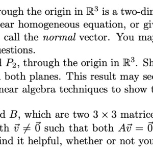 Matchmaticians Linear Algebra Help : Consider Two Planes, P1 and P2 File #1